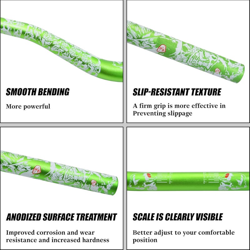 JXPANG Universal 28mm 1/1/8" Handle Bar For CRF KLX KX LTR TRX SX SXF EXC XCW Motocross Pit Dirt Bike Scooter ATV Quad Bike Grizzly Hawk 250 Bicycles (Green) - Image 3